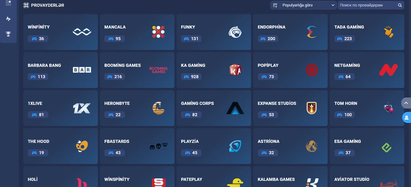 1xbet kazino provayderlərin siyahısı